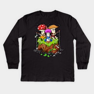 Hippie Magic Mushrooms Kids Long Sleeve T-Shirt